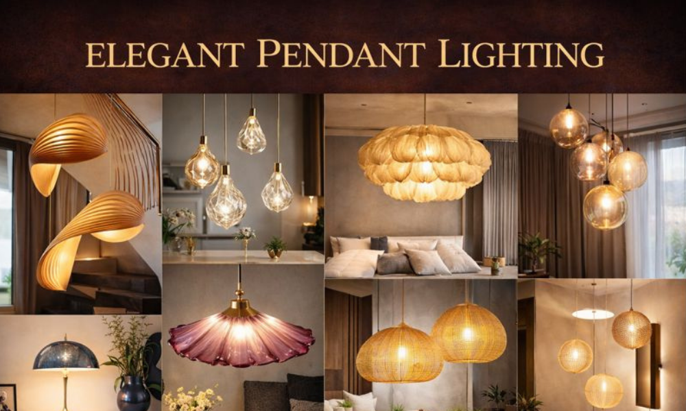 Modern pendant light above kitchen island